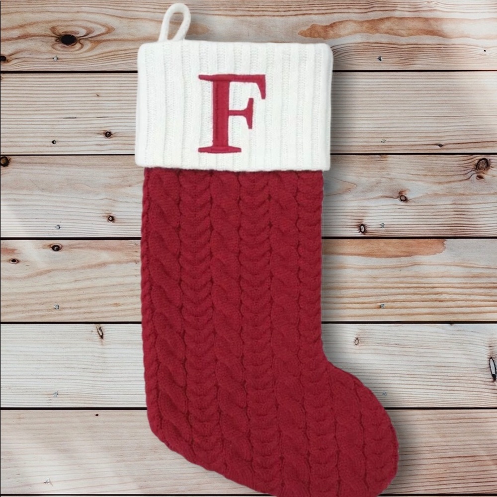 Christmas Stocking St Nicholas Square monogram “F”